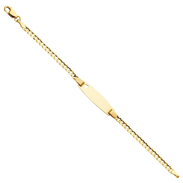 6 14k Yellow Gold 2.5mm Hollow ID Concave Curb Bracelet with Spring Ring Clasp 6 14k Yellow Gold 2.5mm Hollow ID Concave Curb Bracelet with Spring Ring Clasp